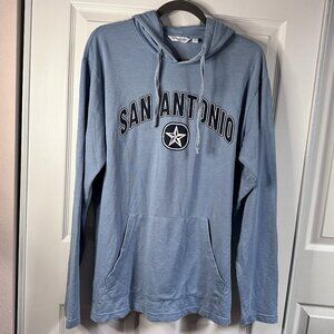 Camp David Mens Medium Light Blue Long Sleeve Hooded San Antonio Graphic T-shirt